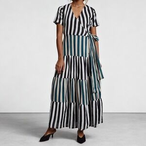 Ace & Jig Ellis Wrap Dress in Chess / Martinique Maxi Striped Size Small